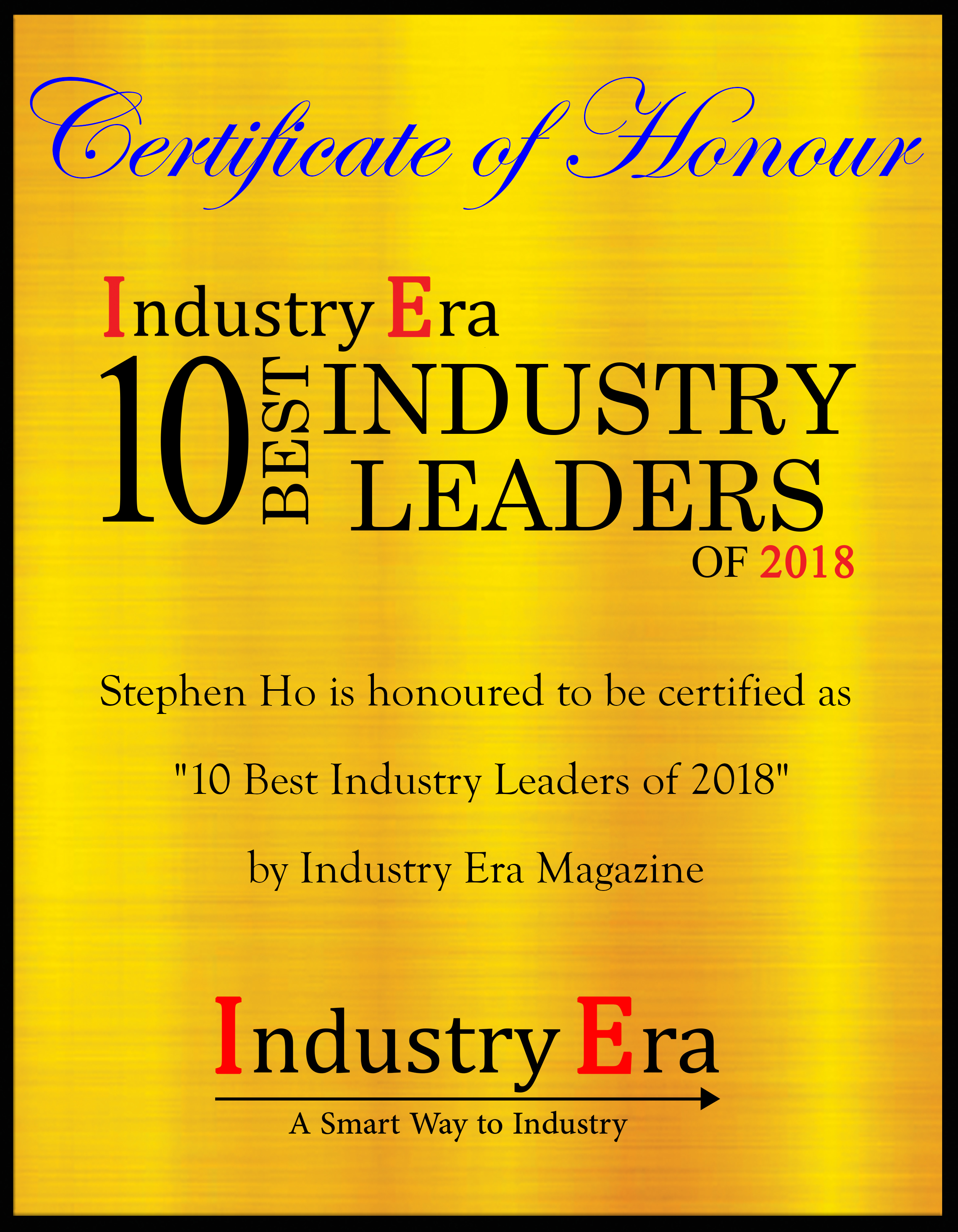 2018年度10位最佳行業領袖 