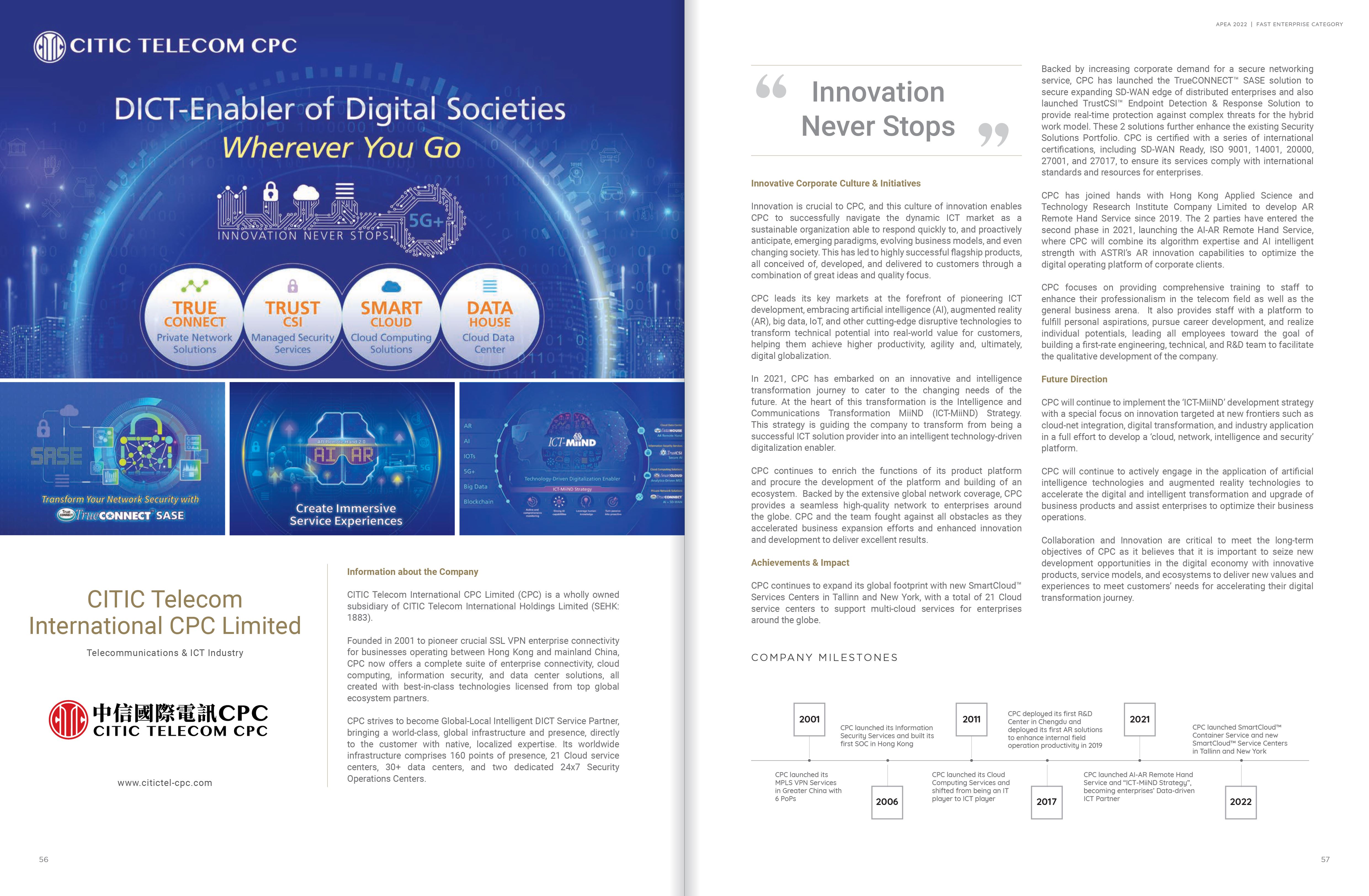 CITIC Telecom CPC Honoured at the Asia Pacific Enterprise Awards 2022 Regional Edition