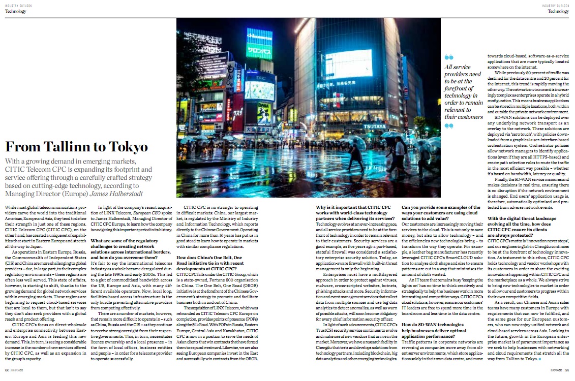 From Tallinn to Tokyo --- Mr. James Halberstadt, Managing Director, Europe of CITIC Telecom CPC